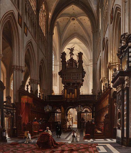 Victor-Jules Genisson Interior of the 'Sint-Salvatorkathedraal' in Bruges Germany oil painting art
